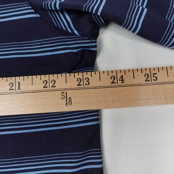 Adidas Climalite Golf Polo Shirt Men's Large Blue Pullover Striped Short Sleeves - Picture 6 of 7